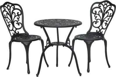 Комплект Secret De Maison Romance (стол +2 стула) алюминиевый сплав, D60/H67, 53х41х89см, черный