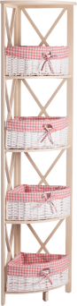 Угловая этажерка Secret De Maison ANGULAIRE 4 ( mod. PE-05 ) дерево павловния, мдф, 34x34x158см, white (белый), ткань - красная клетка (15546)