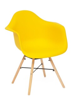 Кресло CINDY (EAMES) (mod. 919) дерево бук/металл/сиденье пластик, 60*62*79см, желтый/yellow with natural legs