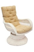 Кресло-качалка "ANDREA Relax Medium" /с подушкой/ 74х82х100 см, TCH White (белый), Ткань рубчик, цвет кремовый