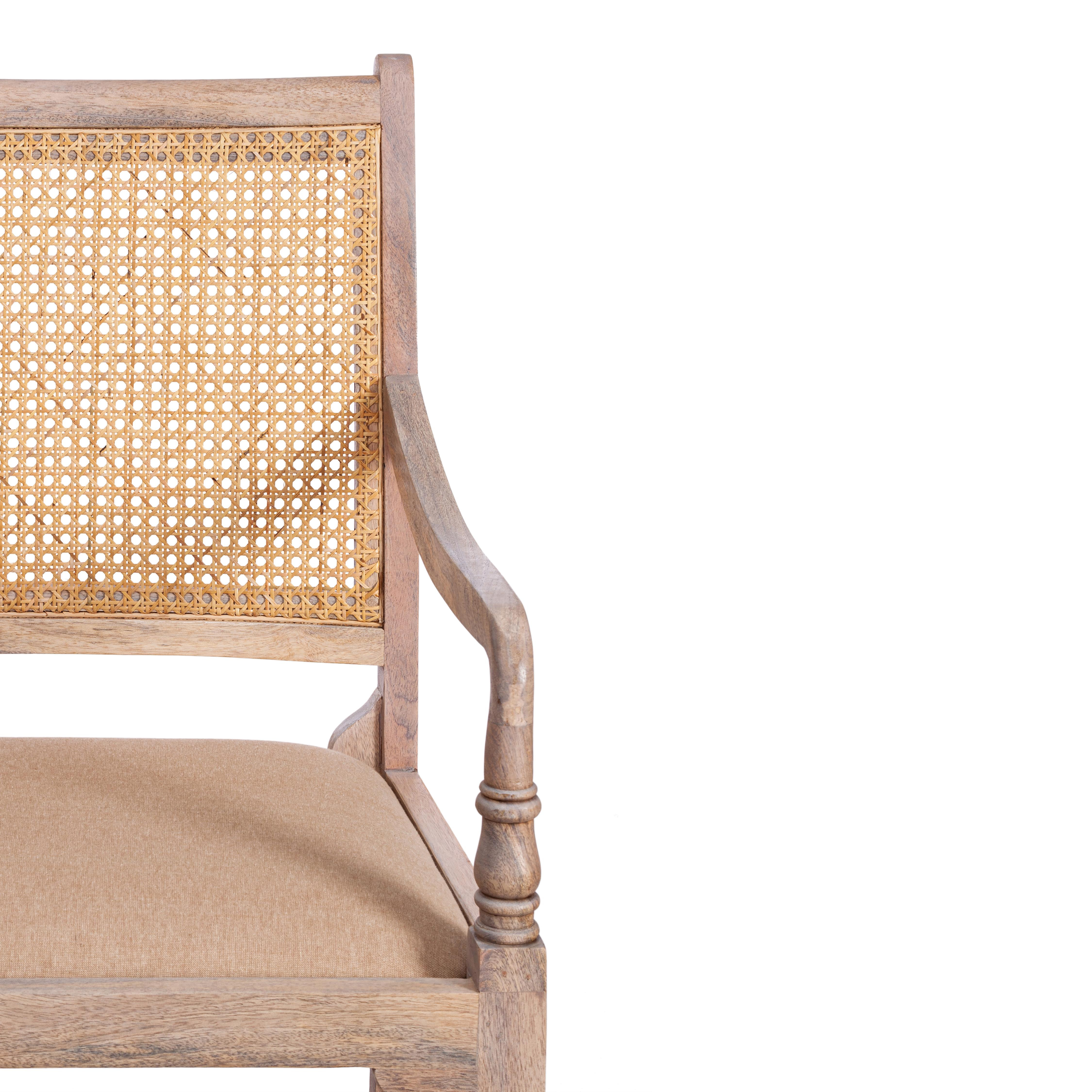 Кресло Secret De Maison RIVIERA (mod.2373) дерево манго/ткань/тростник, 55х45х95 см, white wash/натуральный