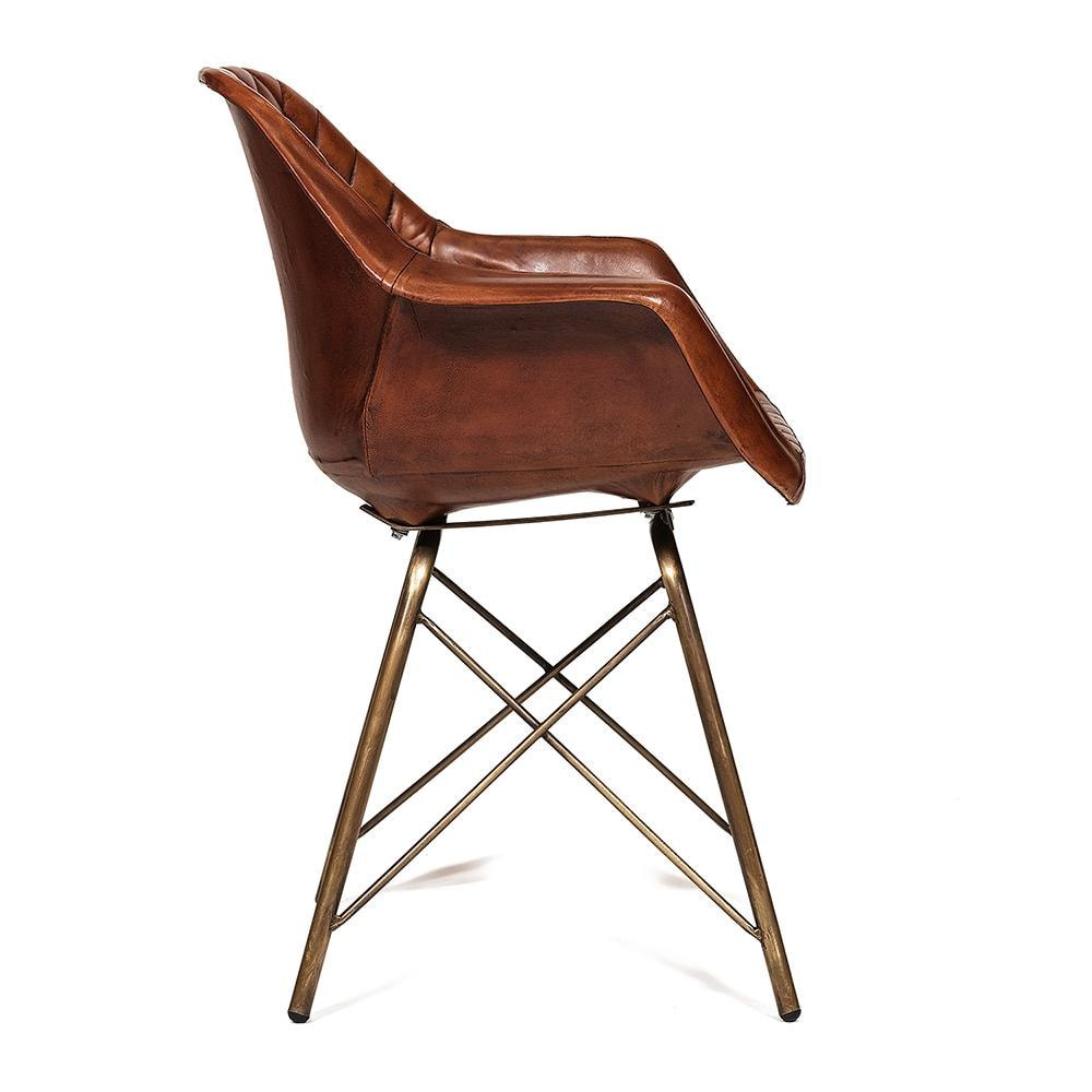 Кресло Secret De Maison EAMES BULL ( mod. M-17668) металл/кожа буйвола, 61х49х80см, античная медь/коричневый