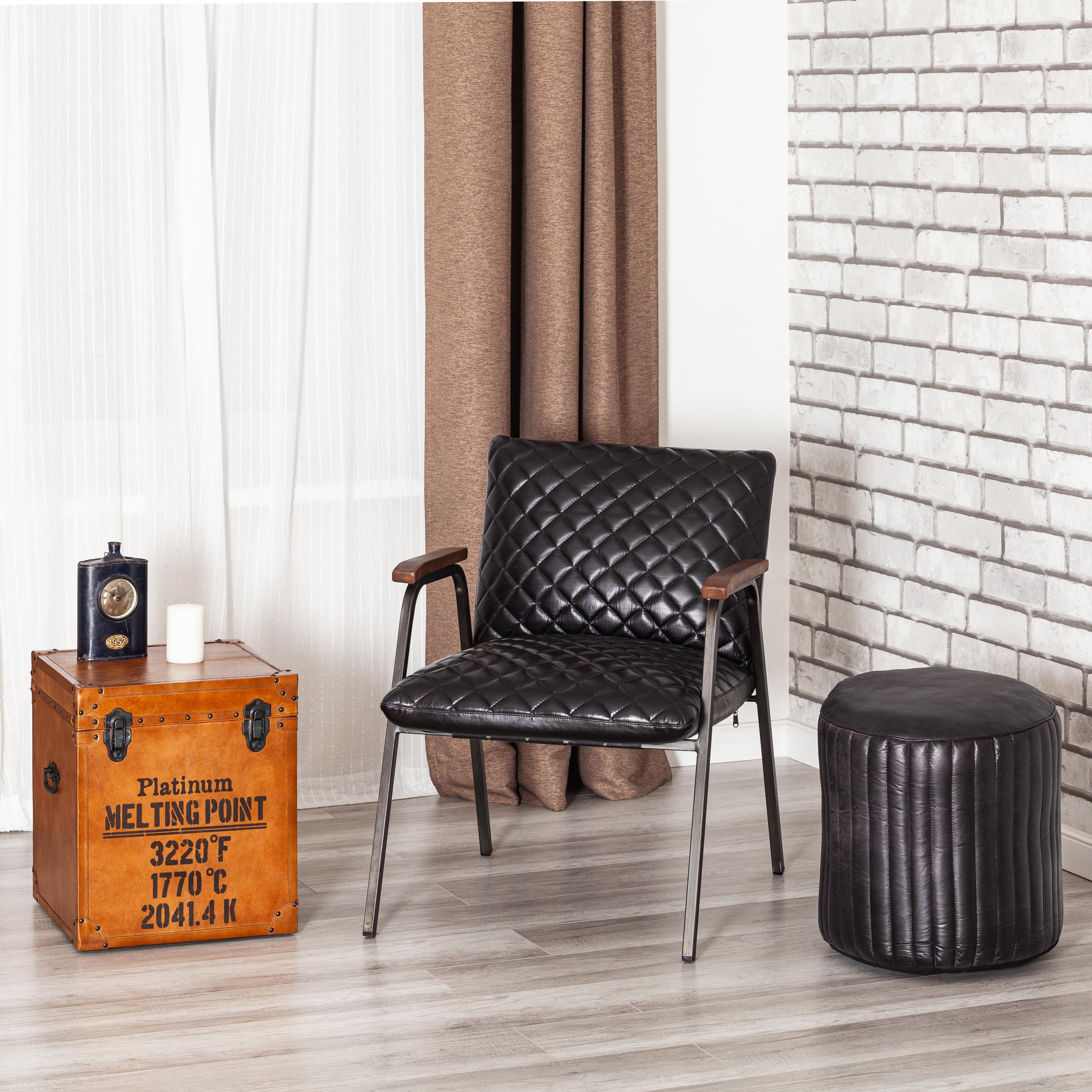Кресло Secret De Maison STITCH (mod. 2866) металл, кожа буйвола, 63 x 71 x 78 см (67 x 80 x 70 см), черный